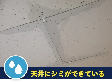天井にシミができている